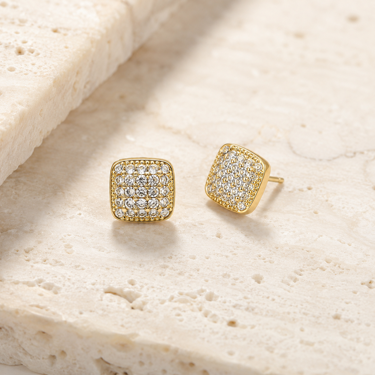 Mini Crystal Square Stud Earrings
