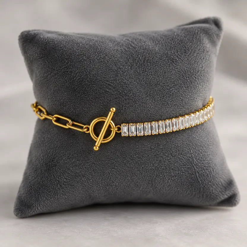 Paperclip Half Tennis Chain Bracelet