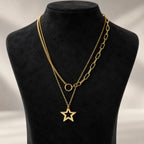 Layered Star Pendant Paperclip Necklace