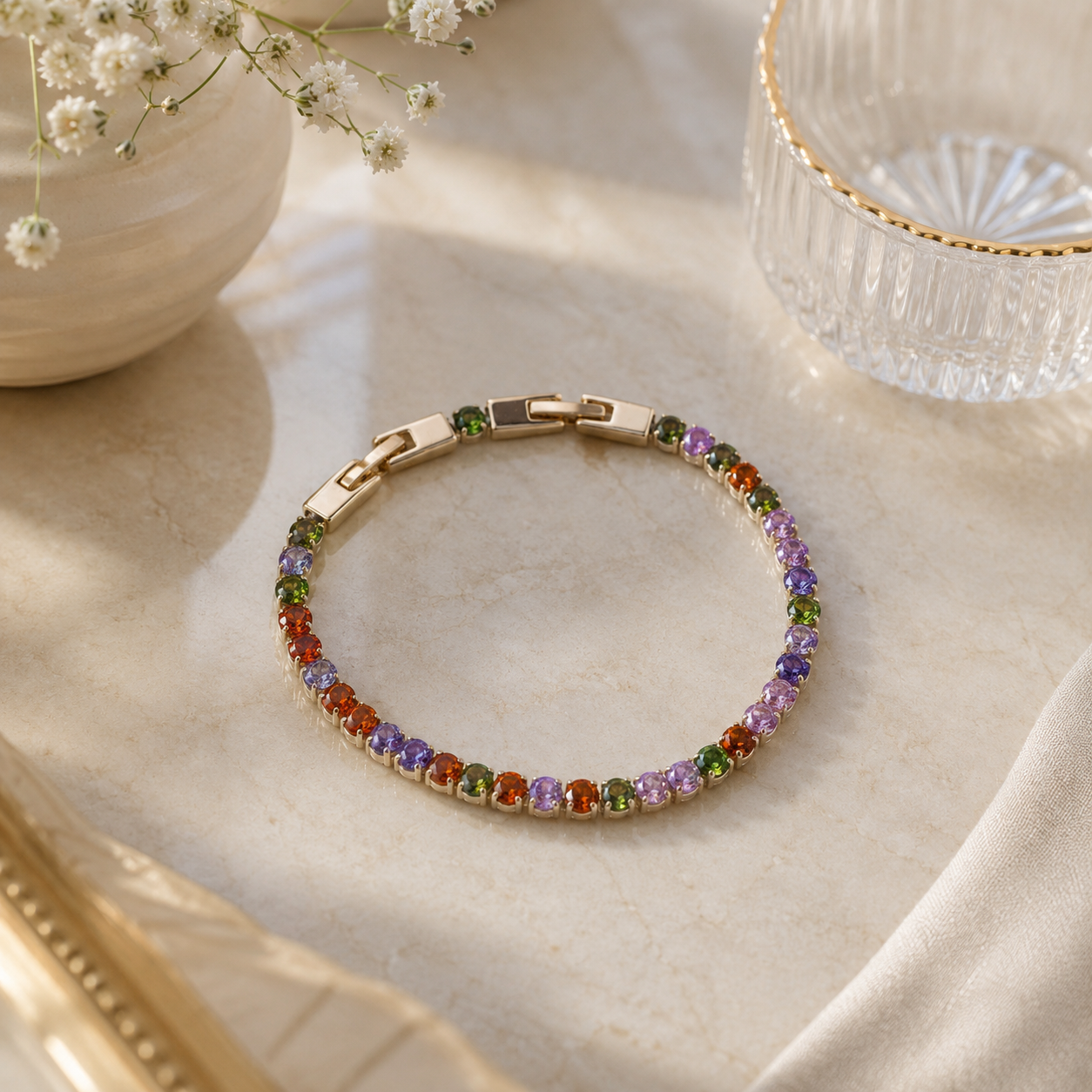 Multicolor Tennis Adjustable Bracelet