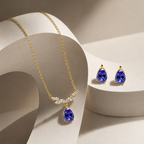 Purple Teardrop Crystal Necklace and Earrings Set