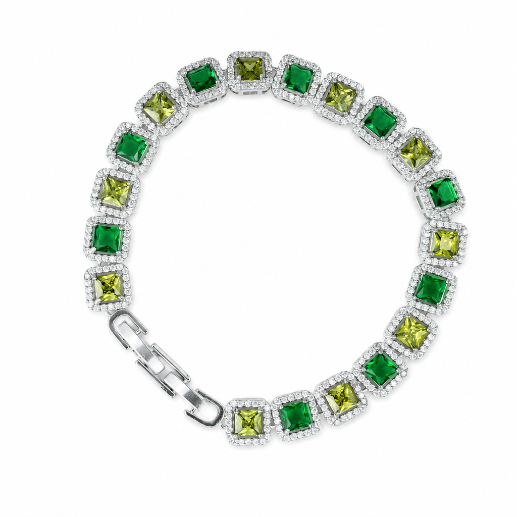 Emerald Halo Tennis Bracelet