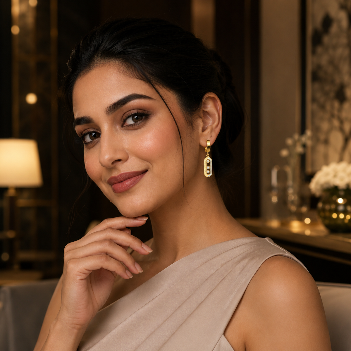 Brillant Connector Solitaire Dangler Earrings