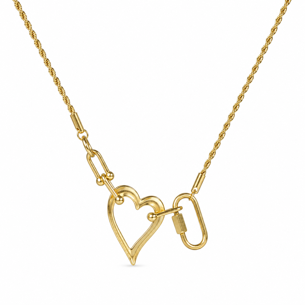 Open Heart Rope Statement Necklace
