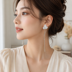 Pearl Tri Petal Silver Stud Earrings