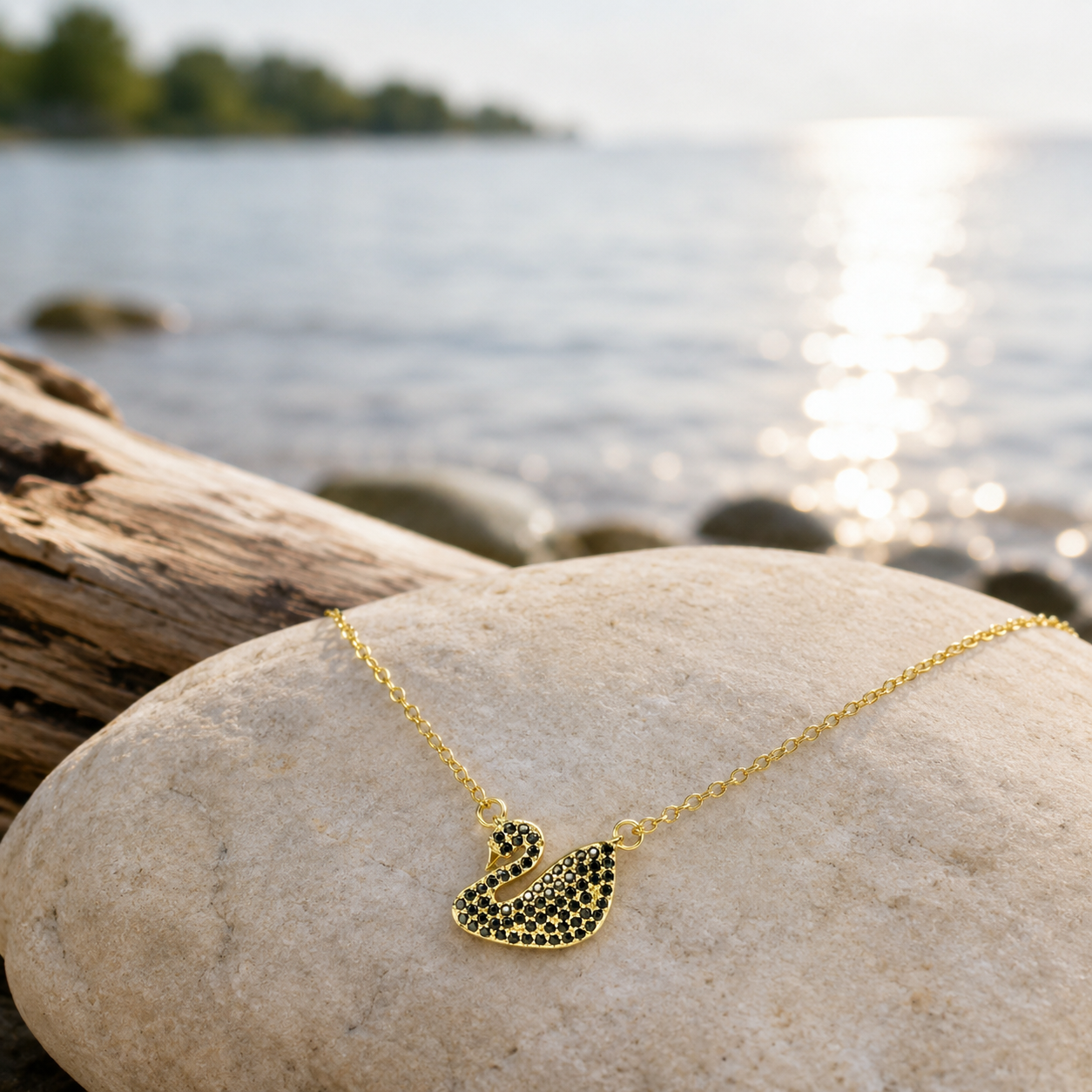 Black Swan Pendant Necklace