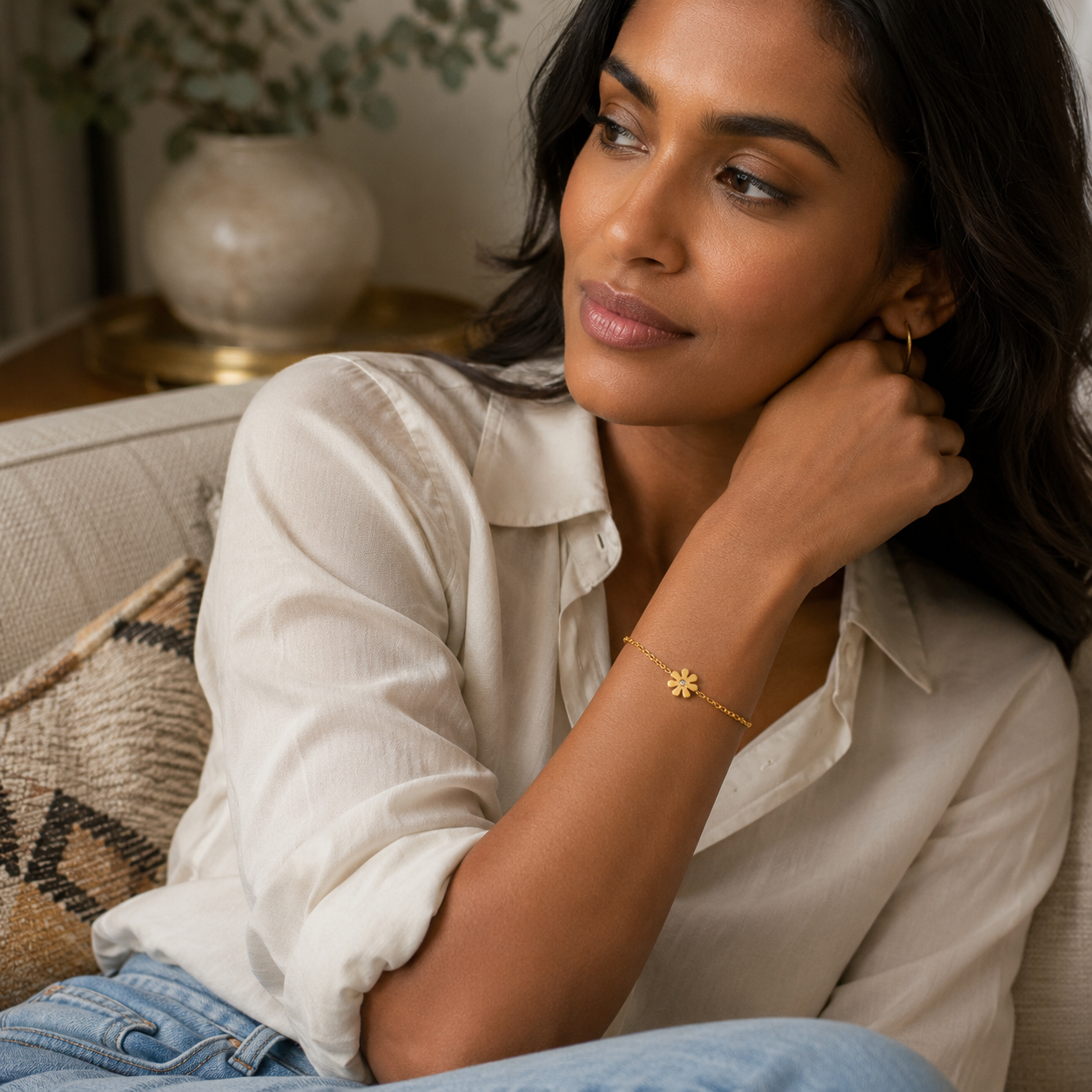 Daisy Solitaire Chain Bracelet
