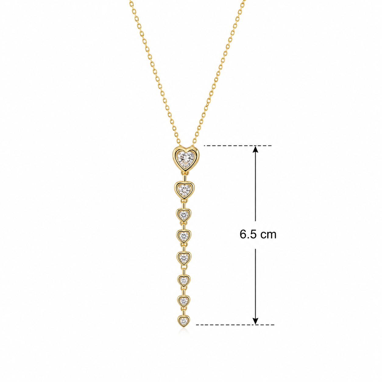 Crystal Heart Cascade Gold-Tone Y Necklace
