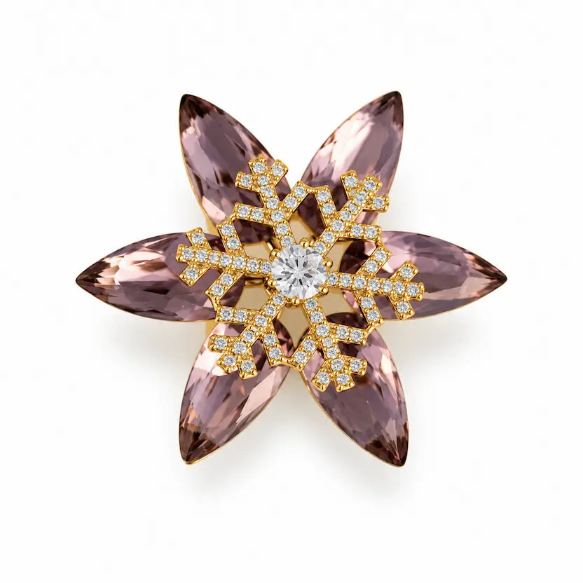 Smoky Plum Fidget Starburst Crystal Brooch