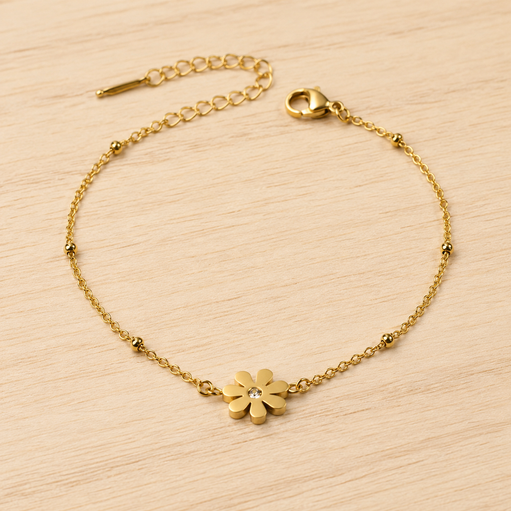 Daisy Solitaire Chain Bracelet