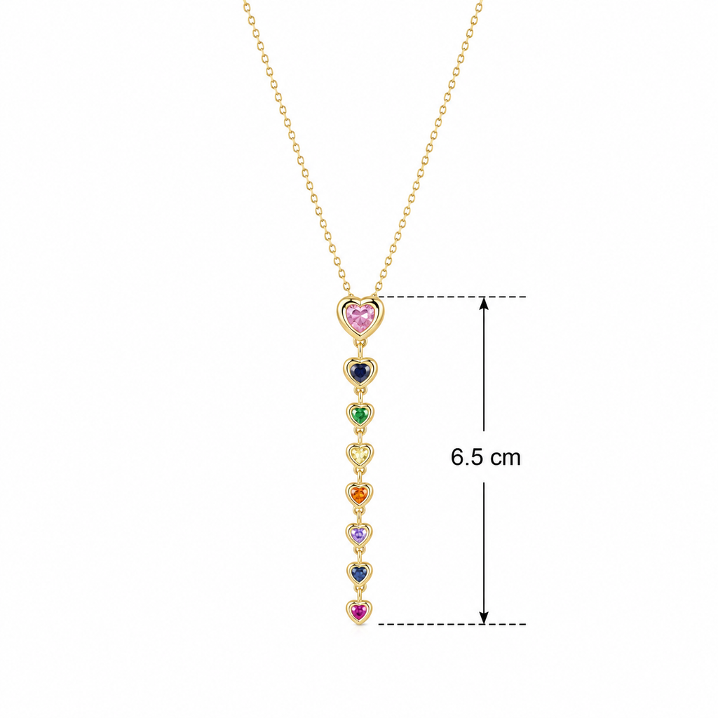 Multicolour Heart Y-Drop Gold-Tone Necklace