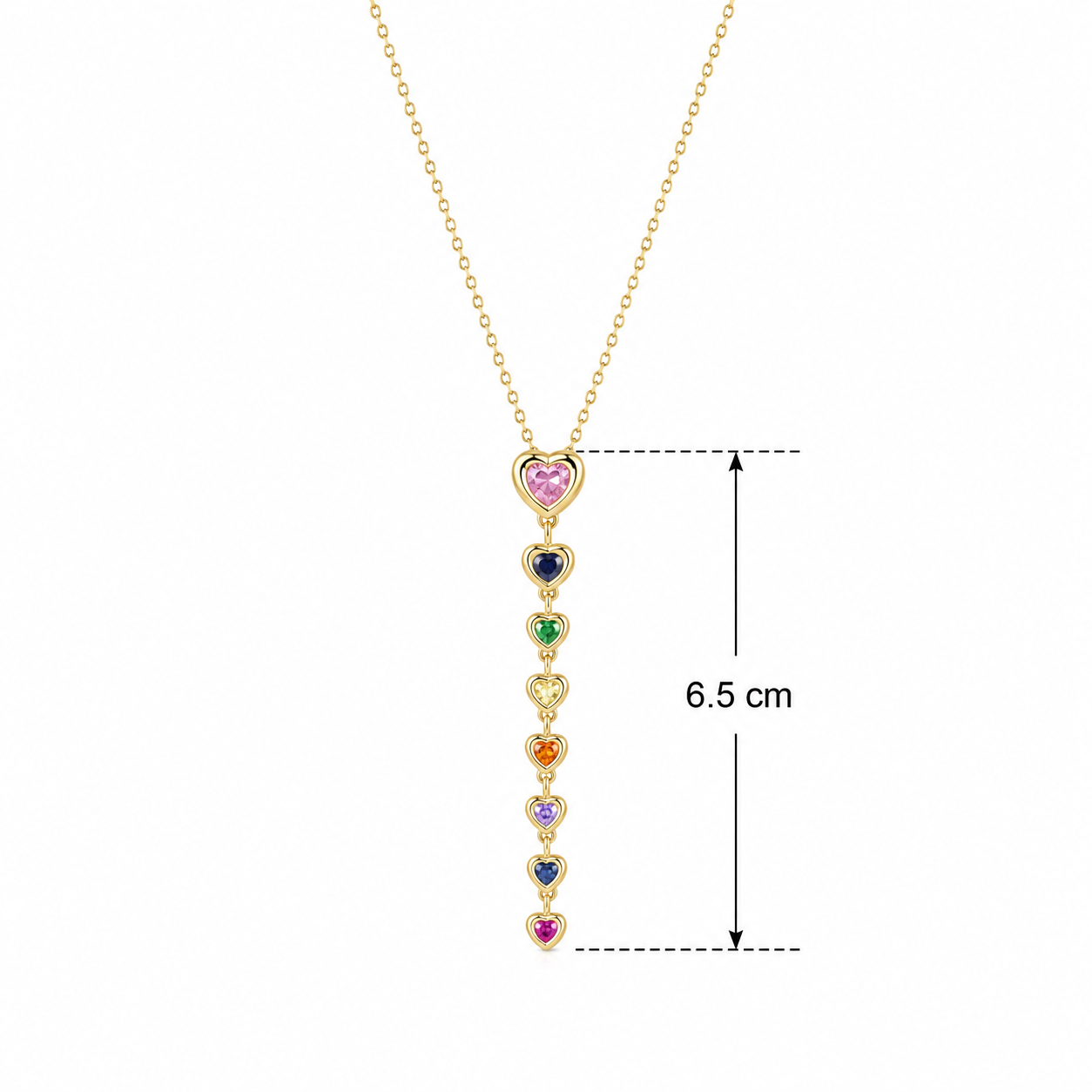 Multicolour Heart Y-Drop Gold-Tone Necklace
