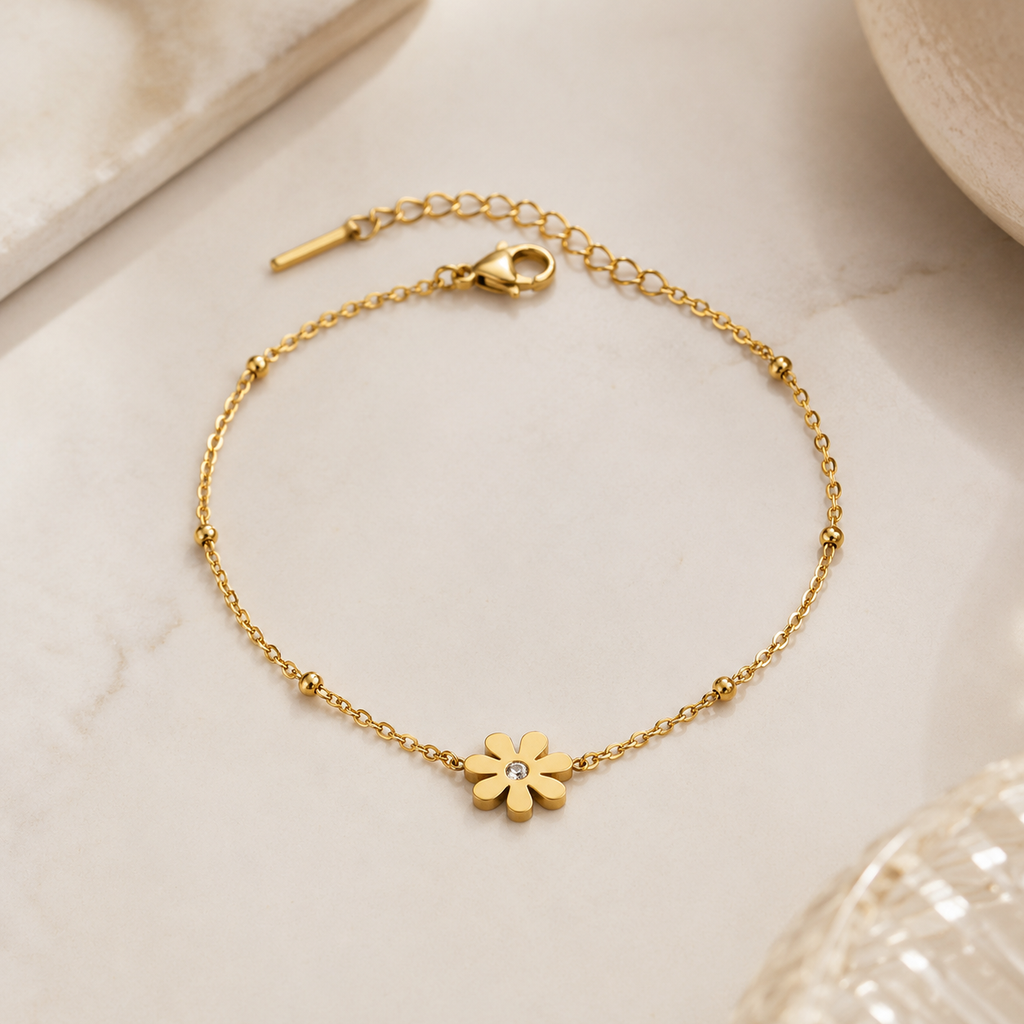 Daisy Solitaire Chain Bracelet