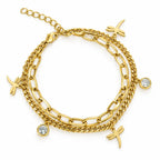 Layered Dragonfly Charm Bracelet