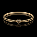 Crystal Heart Rose-Gold Tone Bangle Bracelet