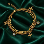 Layered Dragonfly Charm Bracelet