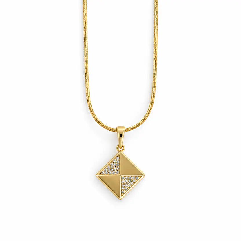 Pyramid Pendant Snake Chain Necklace