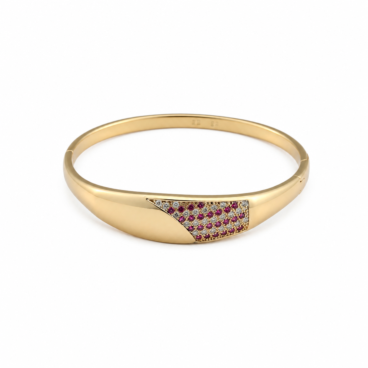 Pink and White Pavé Rose-Gold Tone Bangle