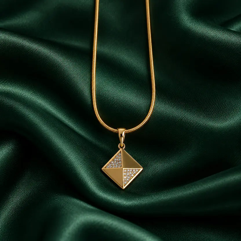 Pyramid Pendant Snake Chain Necklace