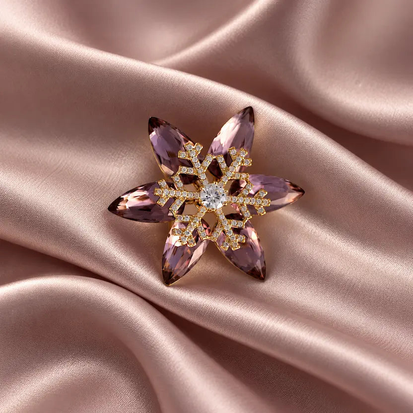 Smoky Plum Fidget Starburst Crystal Brooch