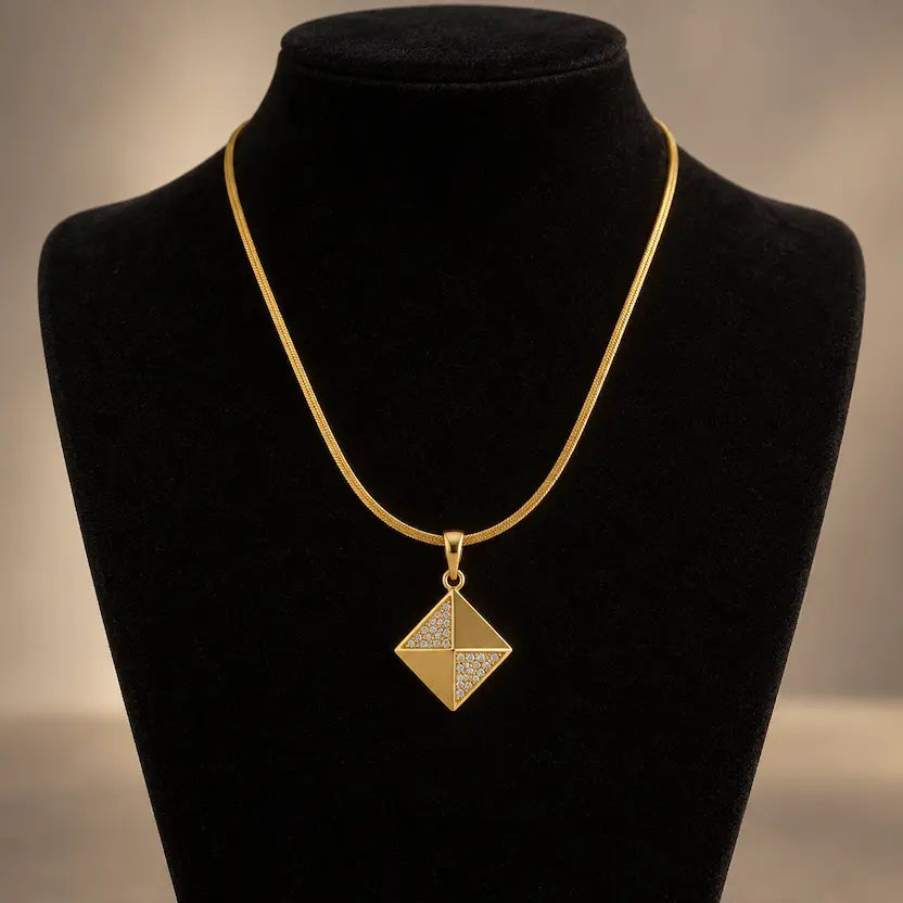 Pyramid Pendant Snake Chain Necklace