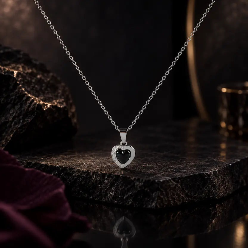 Midnight Heart Halo Necklace