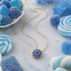 Blue Dial Crystal Gold-Tone Pendant Necklace
