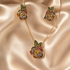 Multicolour Rose CZ Necklace and Earrings Set