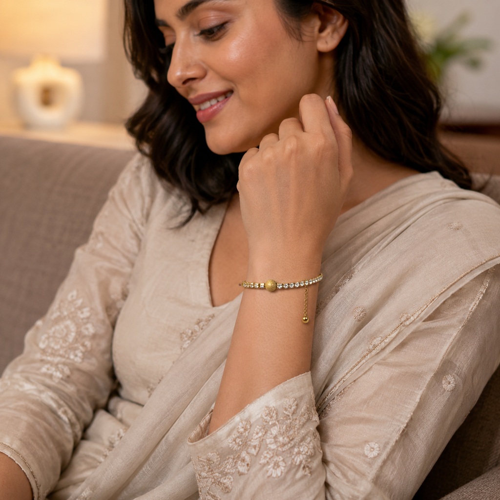 Square Stone Duo Chain Bracelet