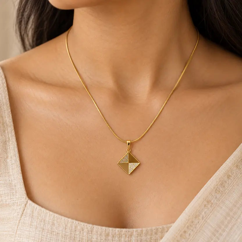 Pyramid Pendant Snake Chain Necklace