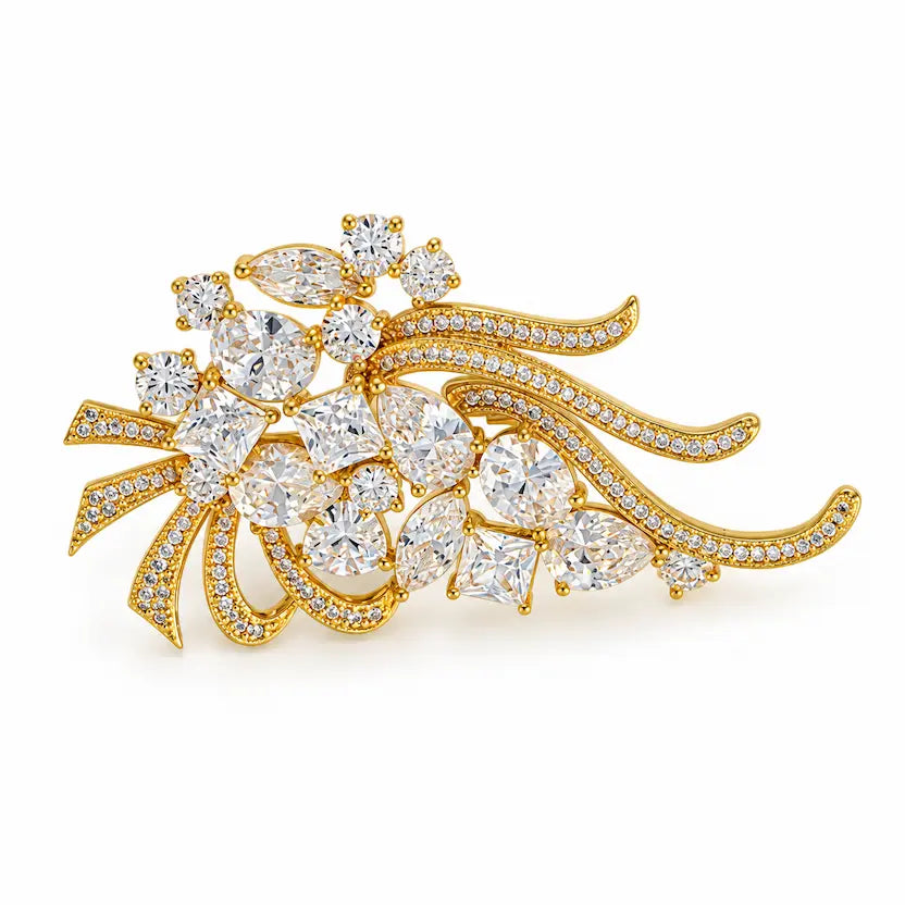 Crystal Bouquet Statement Brooch