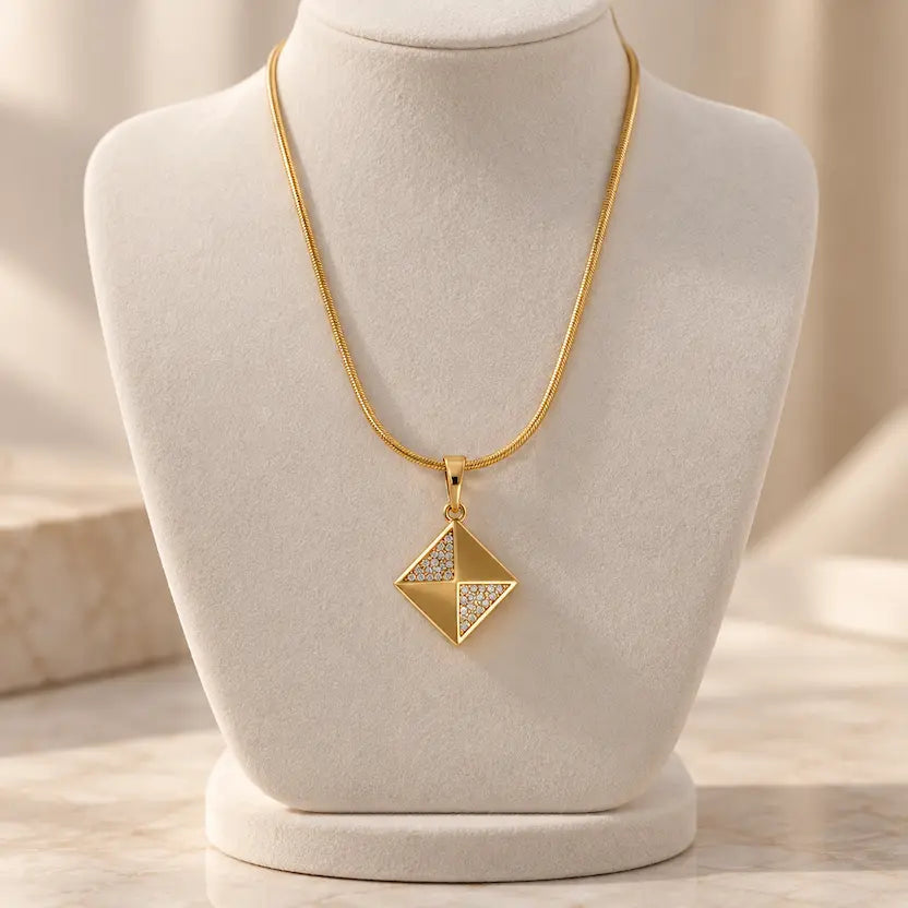 Pyramid Pendant Snake Chain Necklace