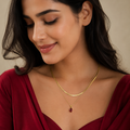 Ruby Red Stone Snake Chain Layered Necklace