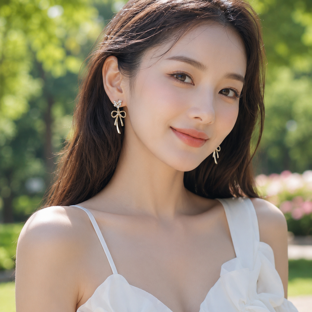 Heart and Bow Dangler Earrings