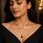 Black Onyx Snake Chain Layered Necklace