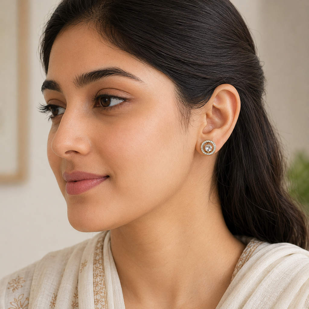 Halo Solitaire Stud Earrings