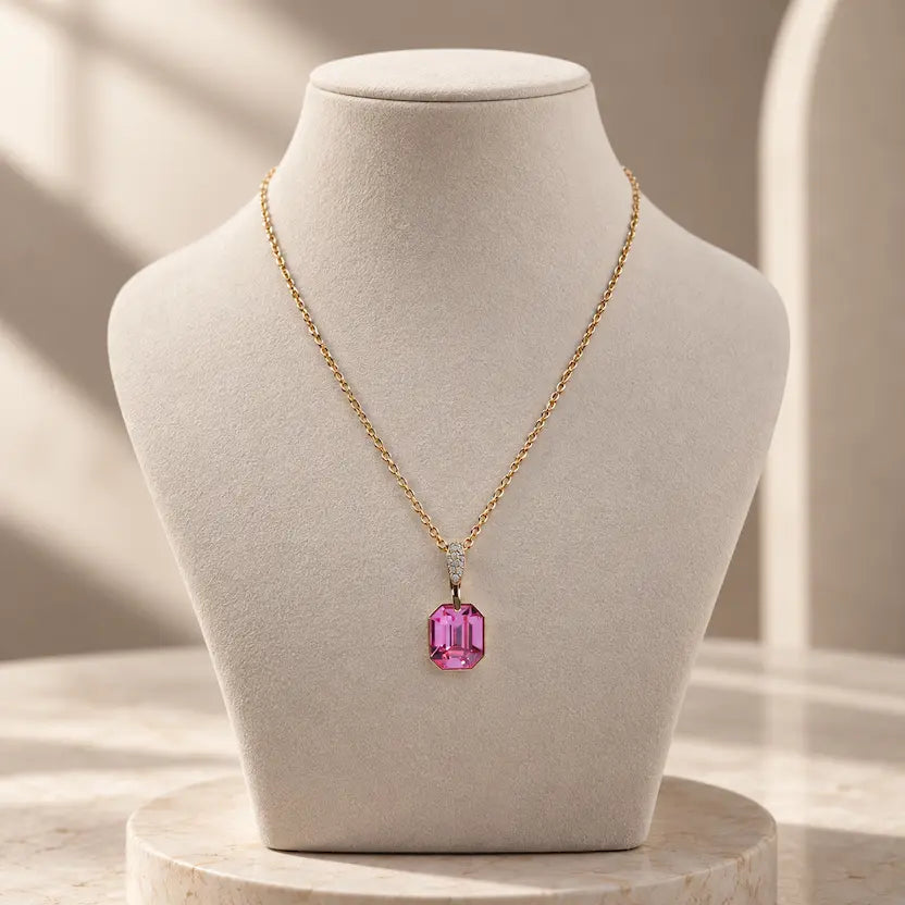 Pink Swarovski Crystal Pendant Necklace