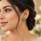 Emerald Floral Halo Stud Earrings