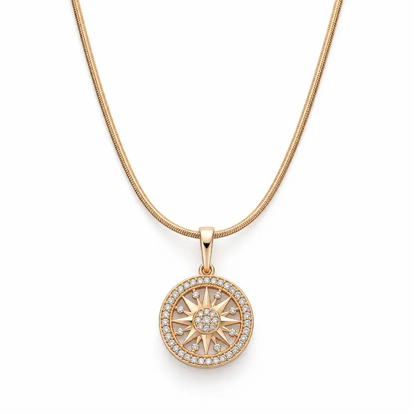 Sunburst Chakra AD Pendant Necklace