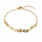 Pearl Heart Rectangle Chain Bracelet