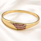 Pink and White Pavé Rose-Gold Tone Bangle
