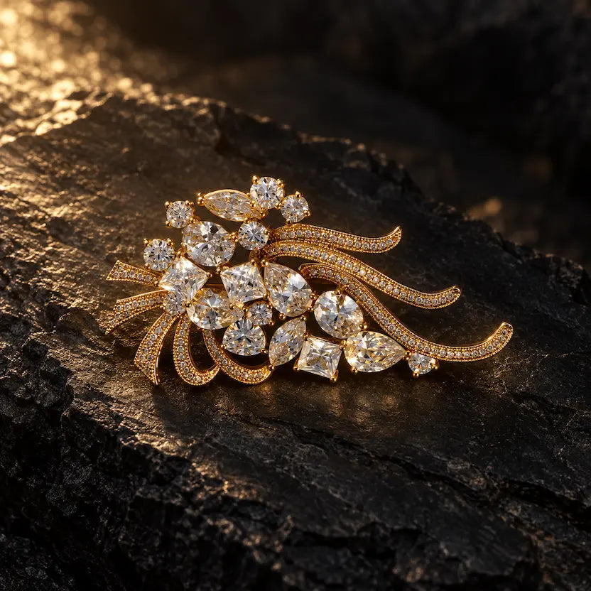 Crystal Bouquet Statement Brooch