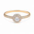 Solitaire Halo Rose-Gold Tone Crystal Bangle
