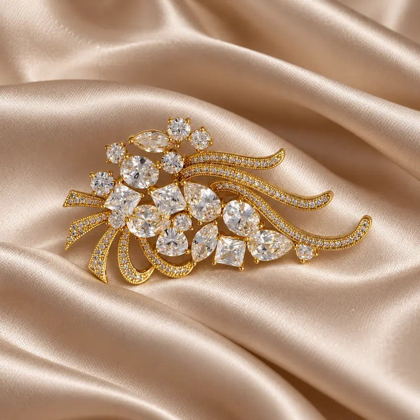 Crystal Bouquet Statement Brooch