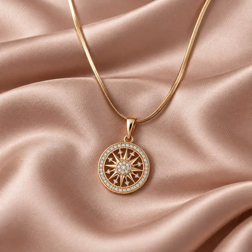 Sunburst Chakra AD Pendant Necklace