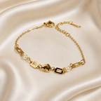 Pearl Heart Rectangle Chain Bracelet