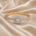 Solitaire Halo Rose-Gold Tone Crystal Bangle