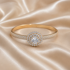 Solitaire Halo Rose-Gold Tone Crystal Bangle