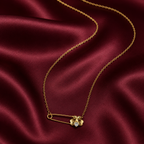 Floral Safety Pin Gold-Tone Pendant Necklace