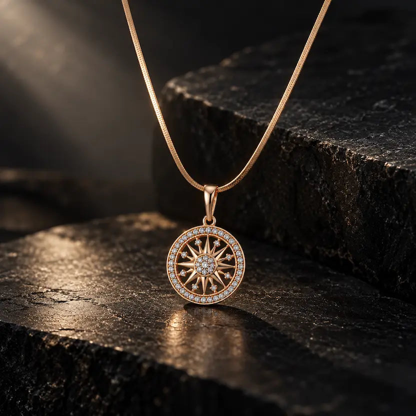 Sunburst Chakra AD Pendant Necklace